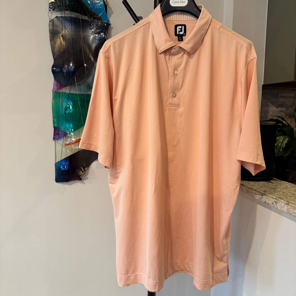 FJ FootJoy Men's Peach Polo Shirt